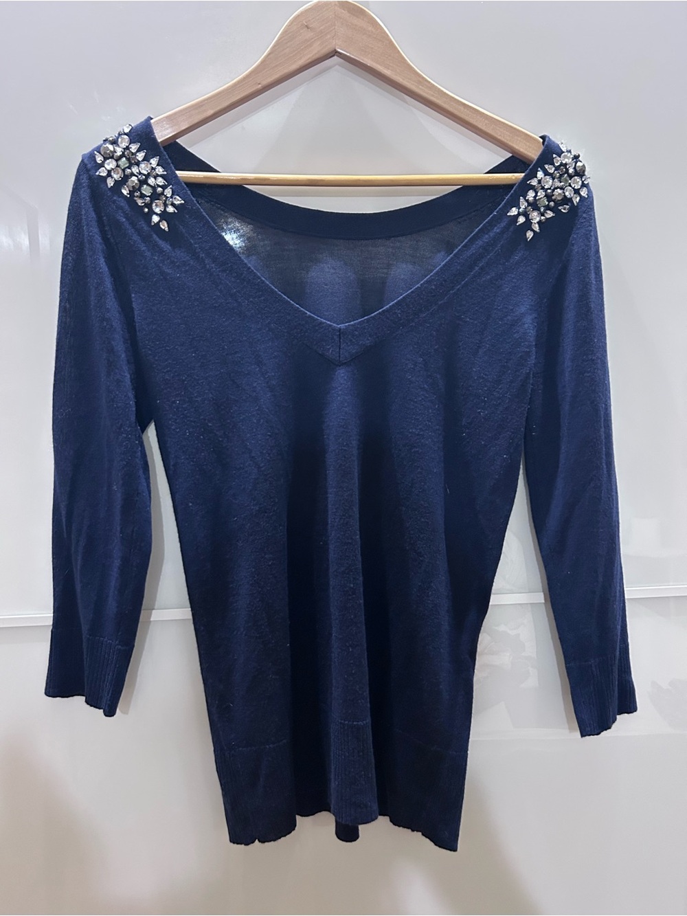Smart Set Dark Navy Knit Top with V-Neck